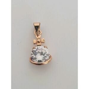 Unbranded 10 mm. White Zirconia Pendant Rose‎ Gold Minimalist Small Round